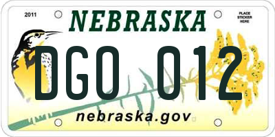 NE license plate DGO012