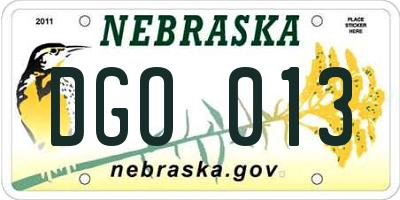NE license plate DGO013