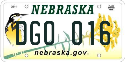 NE license plate DGO016