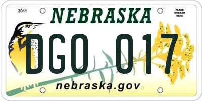 NE license plate DGO017