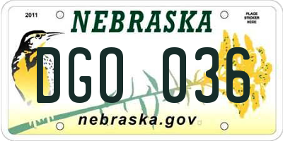 NE license plate DGO036