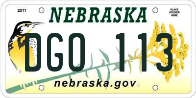 NE license plate DGO113
