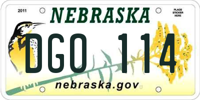 NE license plate DGO114