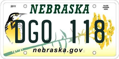NE license plate DGO118
