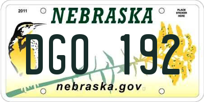 NE license plate DGO192