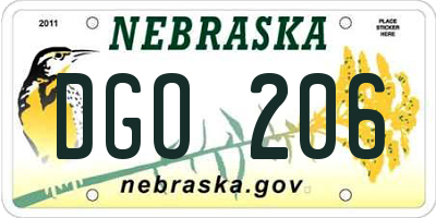 NE license plate DGO206
