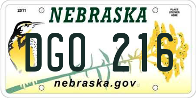 NE license plate DGO216