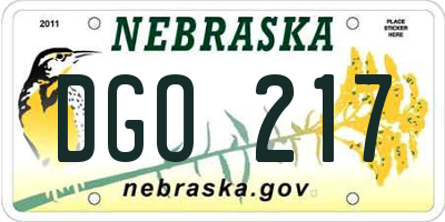 NE license plate DGO217