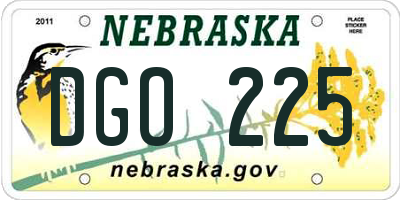 NE license plate DGO225