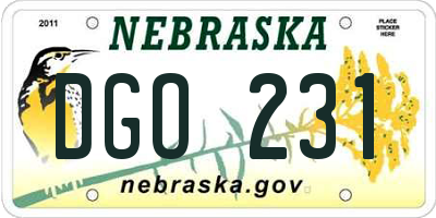 NE license plate DGO231