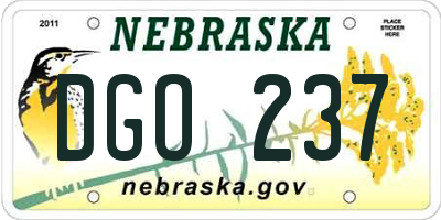 NE license plate DGO237