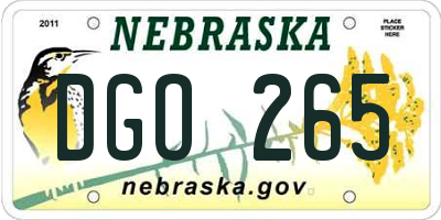 NE license plate DGO265