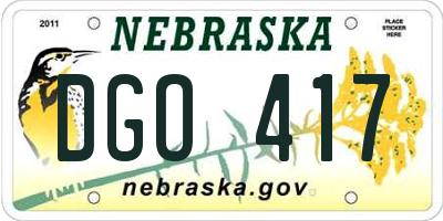 NE license plate DGO417