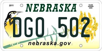 NE license plate DGO502