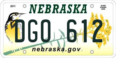 NE license plate DGO612
