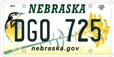 NE license plate DGO725