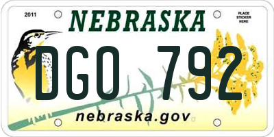 NE license plate DGO792