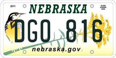 NE license plate DGO816