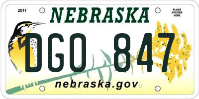 NE license plate DGO847