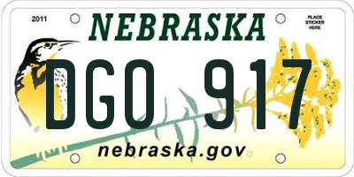 NE license plate DGO917