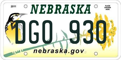 NE license plate DGO930