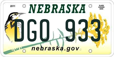 NE license plate DGO933