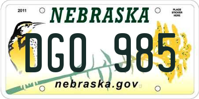 NE license plate DGO985
