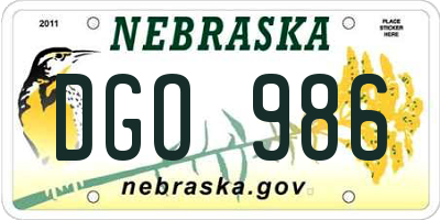 NE license plate DGO986
