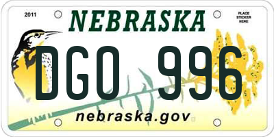 NE license plate DGO996
