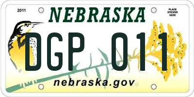 NE license plate DGP011