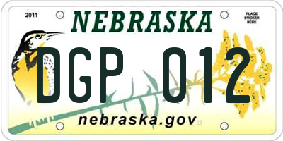 NE license plate DGP012