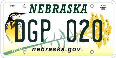 NE license plate DGP020