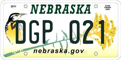 NE license plate DGP021