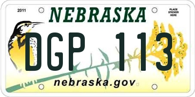 NE license plate DGP113