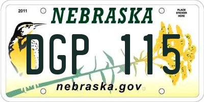 NE license plate DGP115