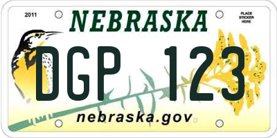 NE license plate DGP123