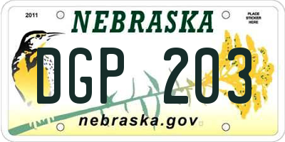 NE license plate DGP203