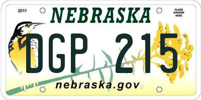 NE license plate DGP215