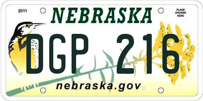 NE license plate DGP216