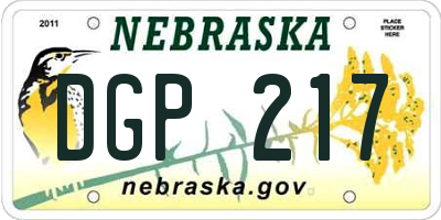 NE license plate DGP217