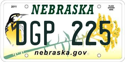 NE license plate DGP225