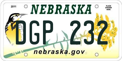 NE license plate DGP232