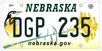 NE license plate DGP235