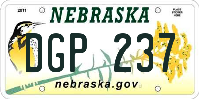 NE license plate DGP237
