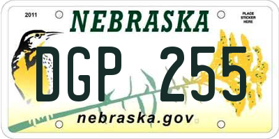 NE license plate DGP255