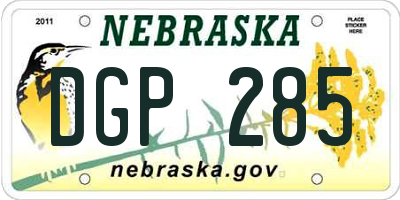 NE license plate DGP285
