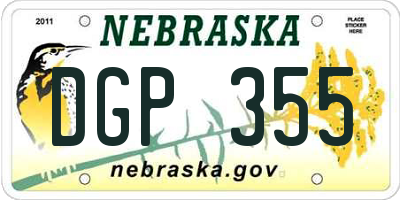 NE license plate DGP355