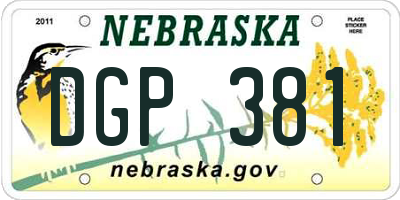 NE license plate DGP381