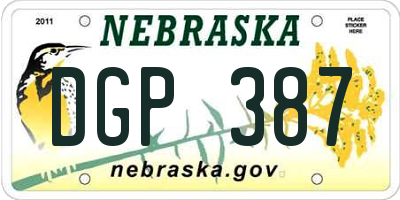 NE license plate DGP387