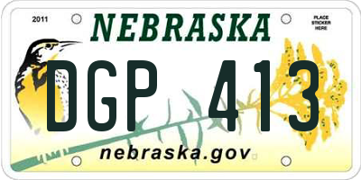 NE license plate DGP413